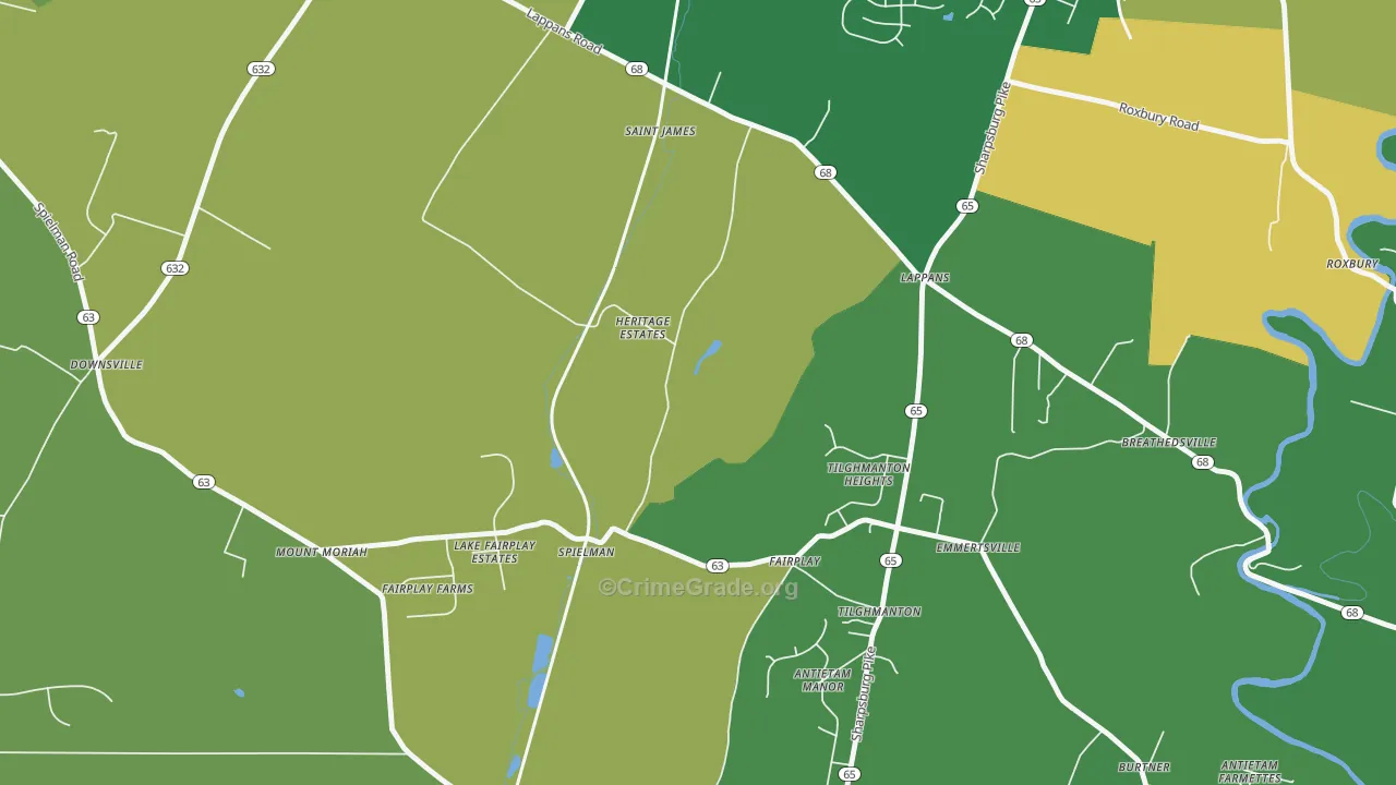 21733, MD Map of Vehicle Theft Rates