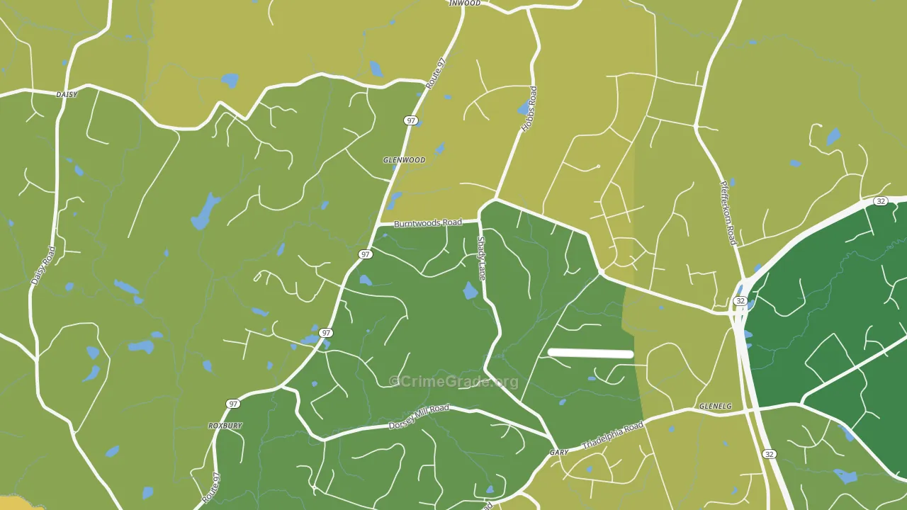 21738, MD Map of Vehicle Theft Rates
