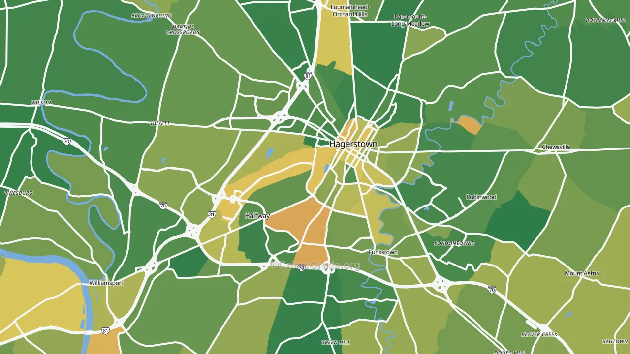 21740, MD Map of Vehicle Theft Rates