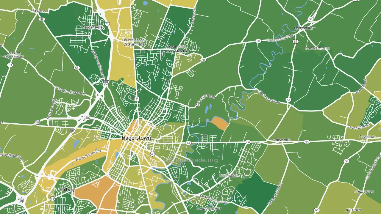 21742, MD Map of Vehicle Theft Rates