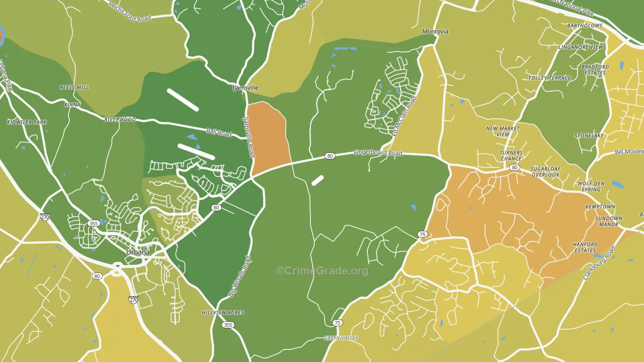 21754, MD Map of Vehicle Theft Rates