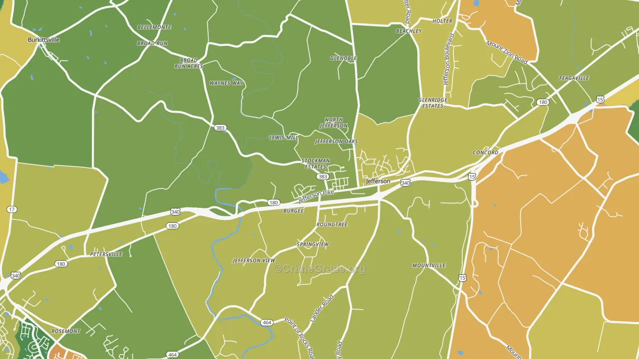 21755, MD Map of Vehicle Theft Rates