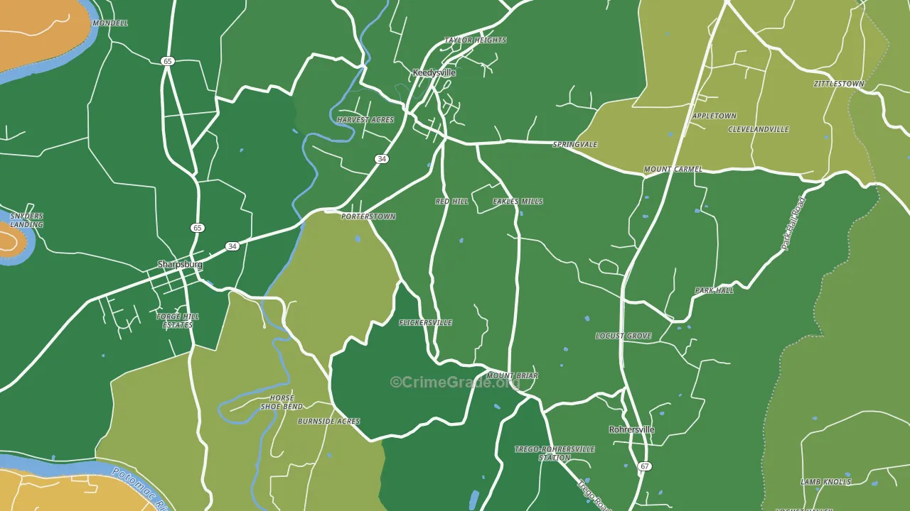 21756, MD Map of Vehicle Theft Rates