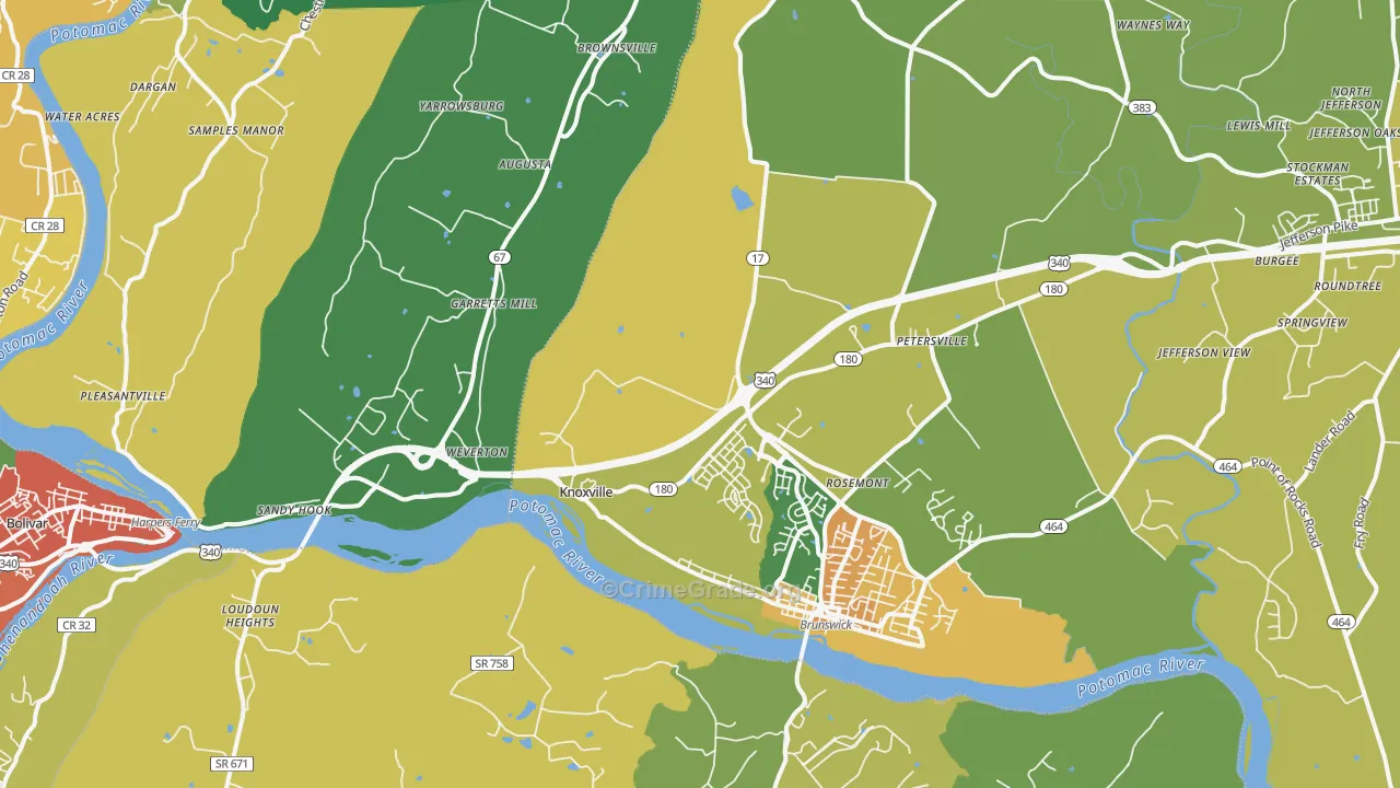 21758, MD Map of Vehicle Theft Rates