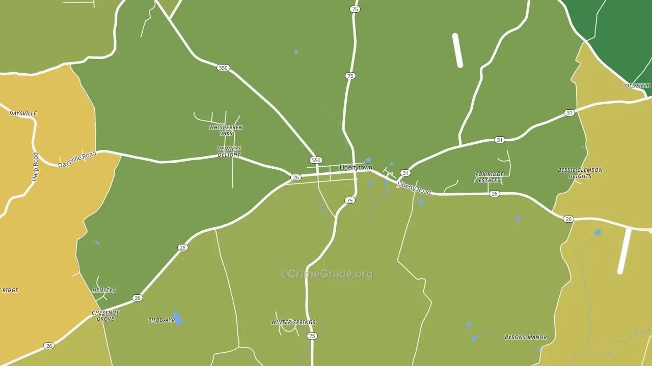 21762, MD Map of Vehicle Theft Rates