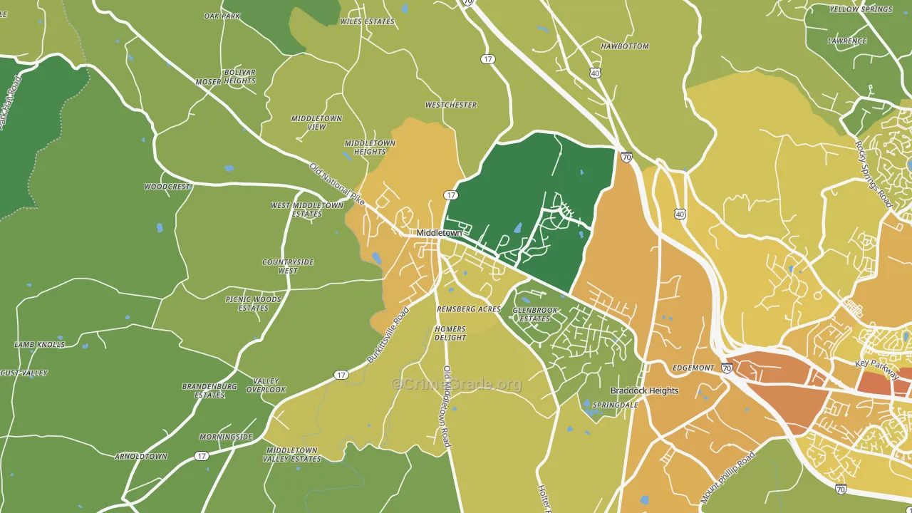 21769, MD Map of Vehicle Theft Rates