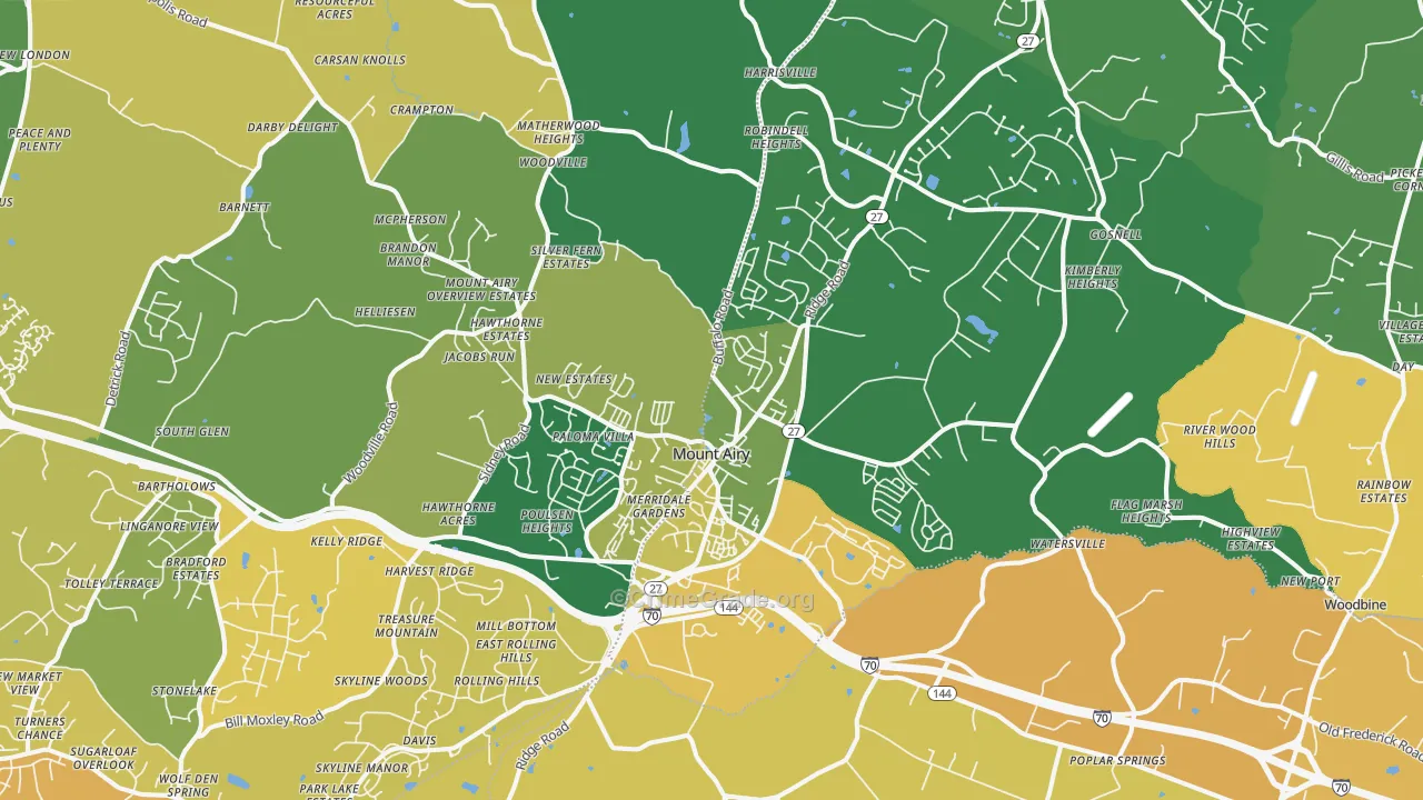21771, MD Map of Vehicle Theft Rates