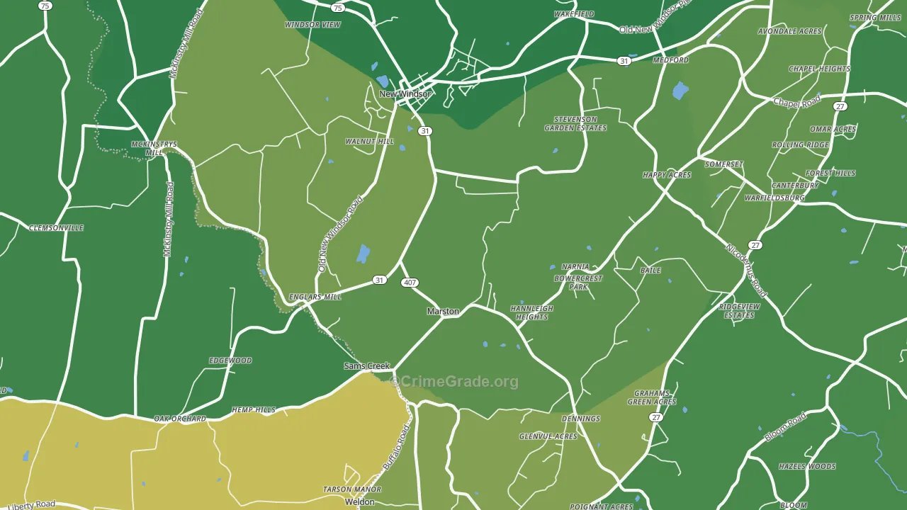 21776, MD Map of Vehicle Theft Rates