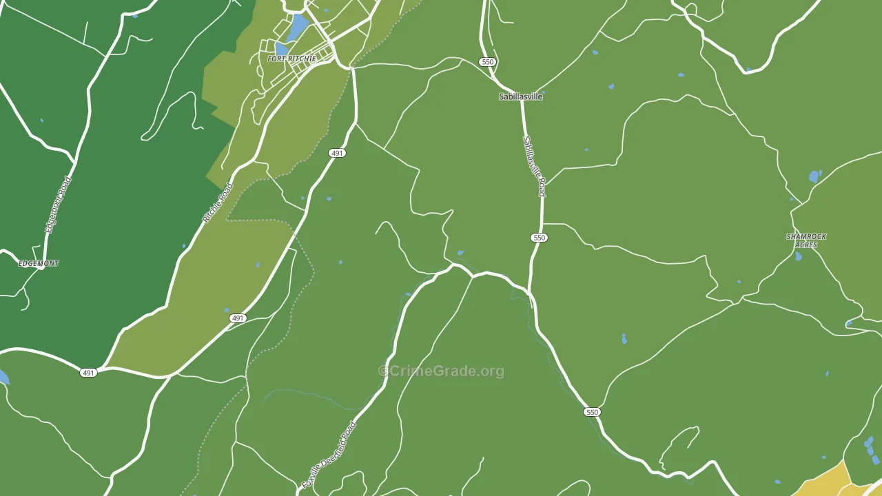 21780, MD Map of Vehicle Theft Rates