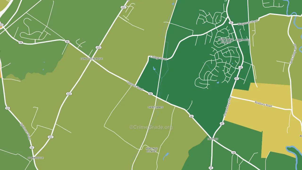 21781, MD Map of Vehicle Theft Rates