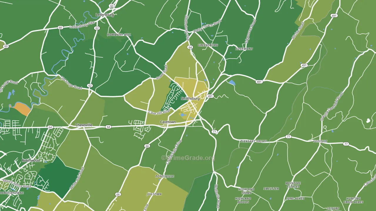 21783, MD Map of Vehicle Theft Rates