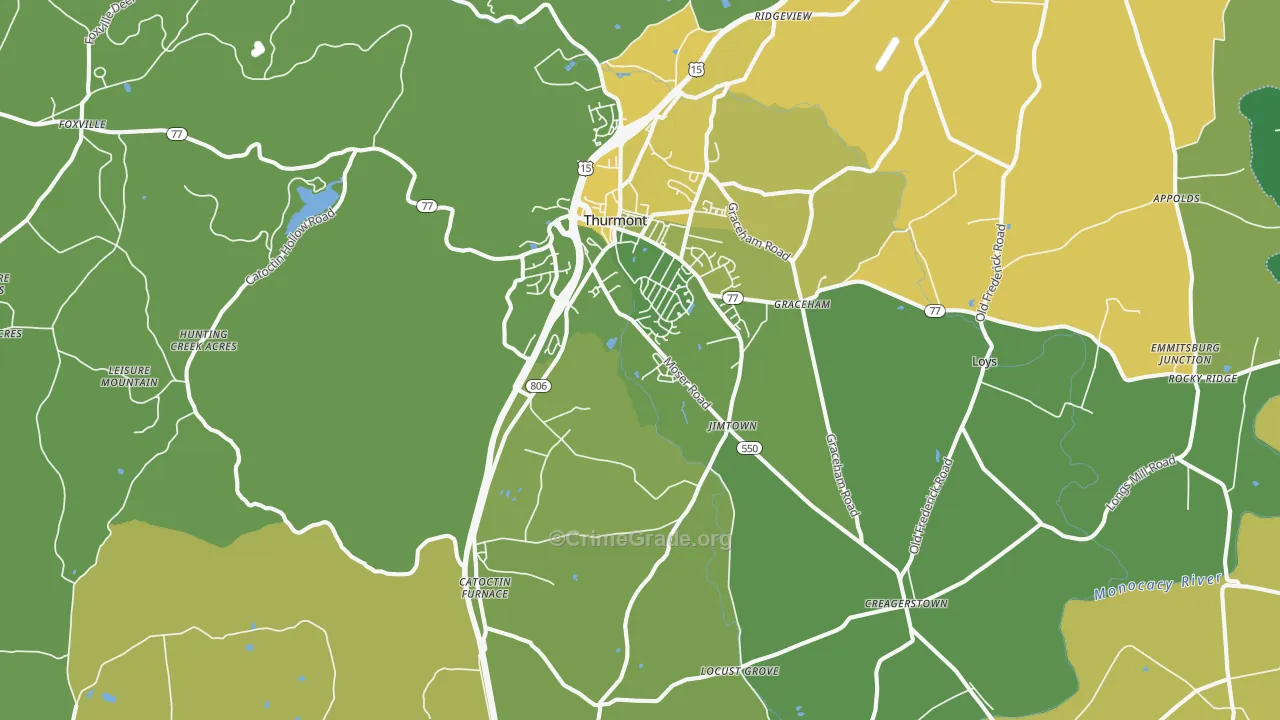21788, MD Map of Vehicle Theft Rates
