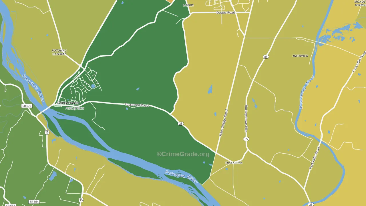 21790, MD Map of Vehicle Theft Rates