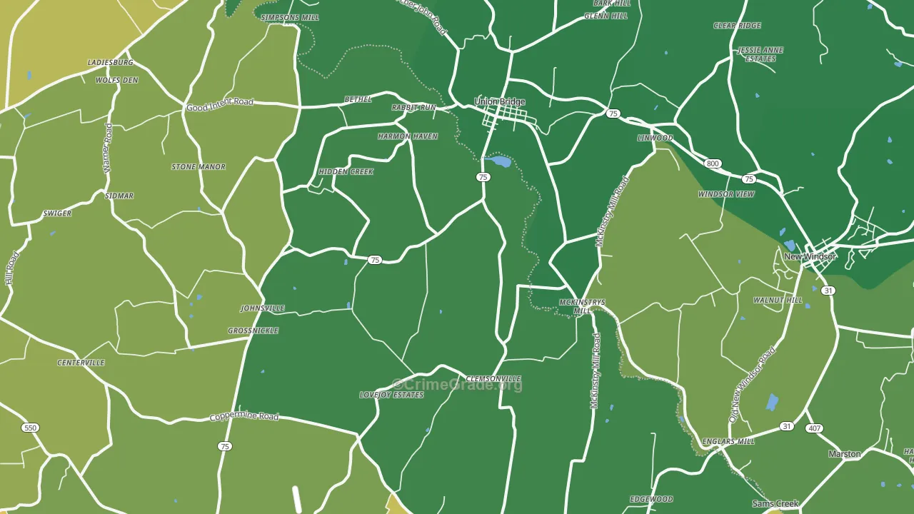 21791, MD Map of Vehicle Theft Rates