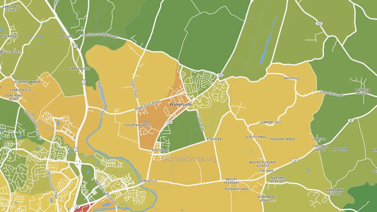 21793, MD Map of Vehicle Theft Rates