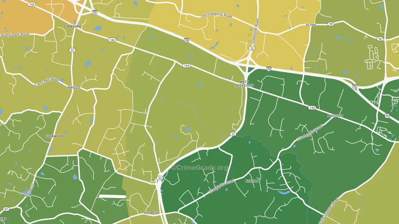 21794, MD Map of Vehicle Theft Rates