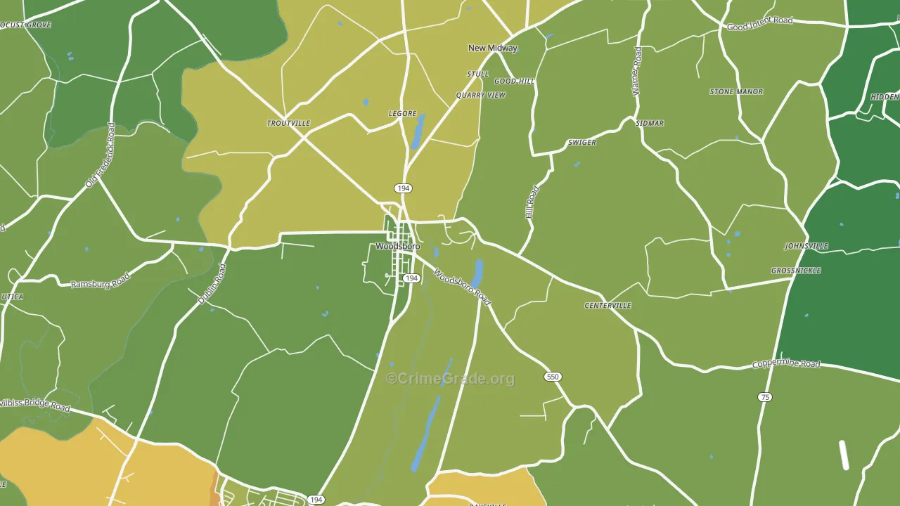 21798, MD Map of Vehicle Theft Rates