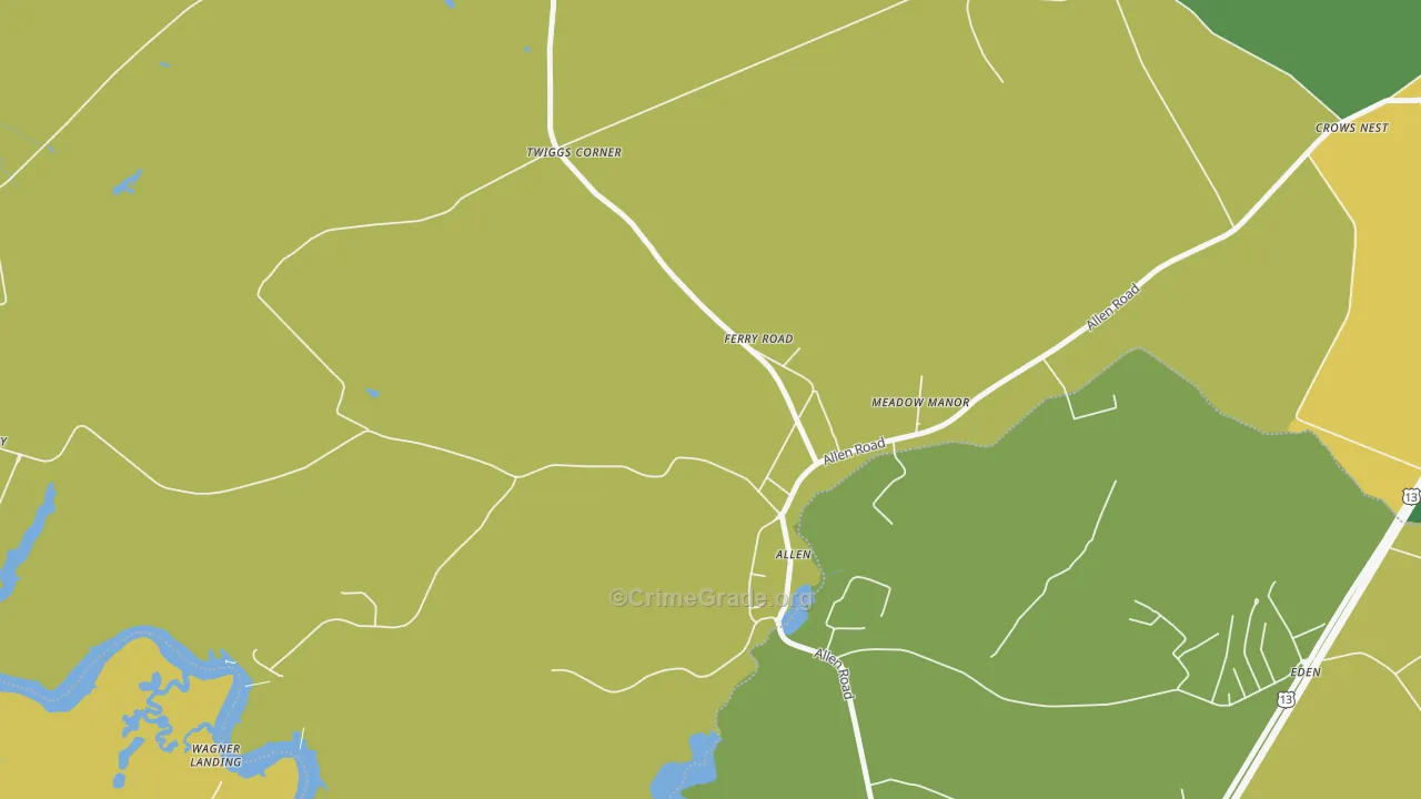 21810, MD Map of Vehicle Theft Rates