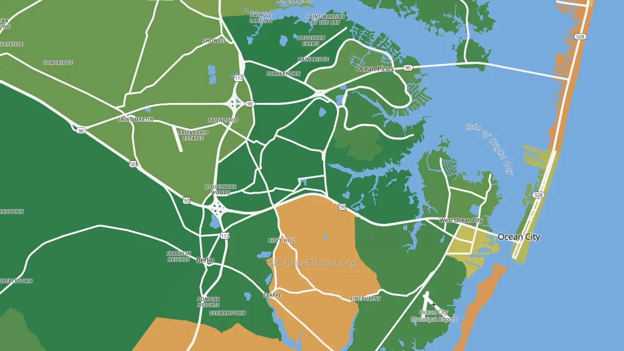 21811, MD Map of Vehicle Theft Rates