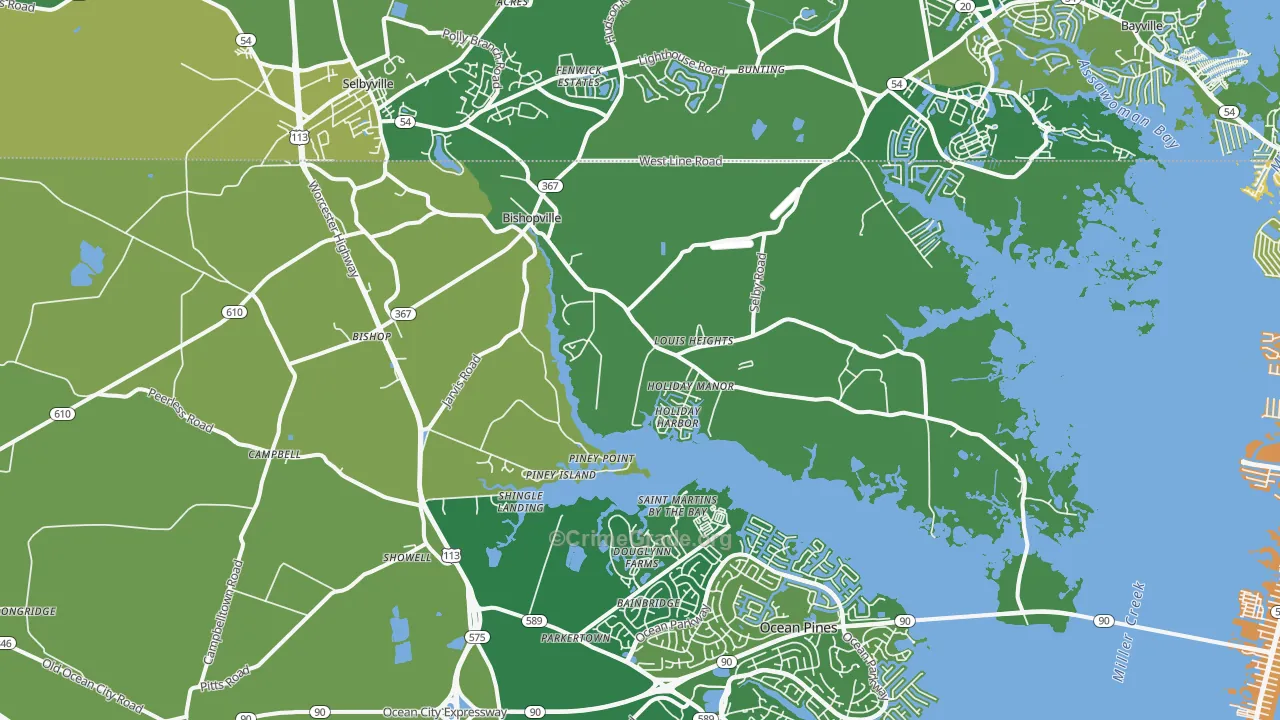 21813, MD Map of Vehicle Theft Rates
