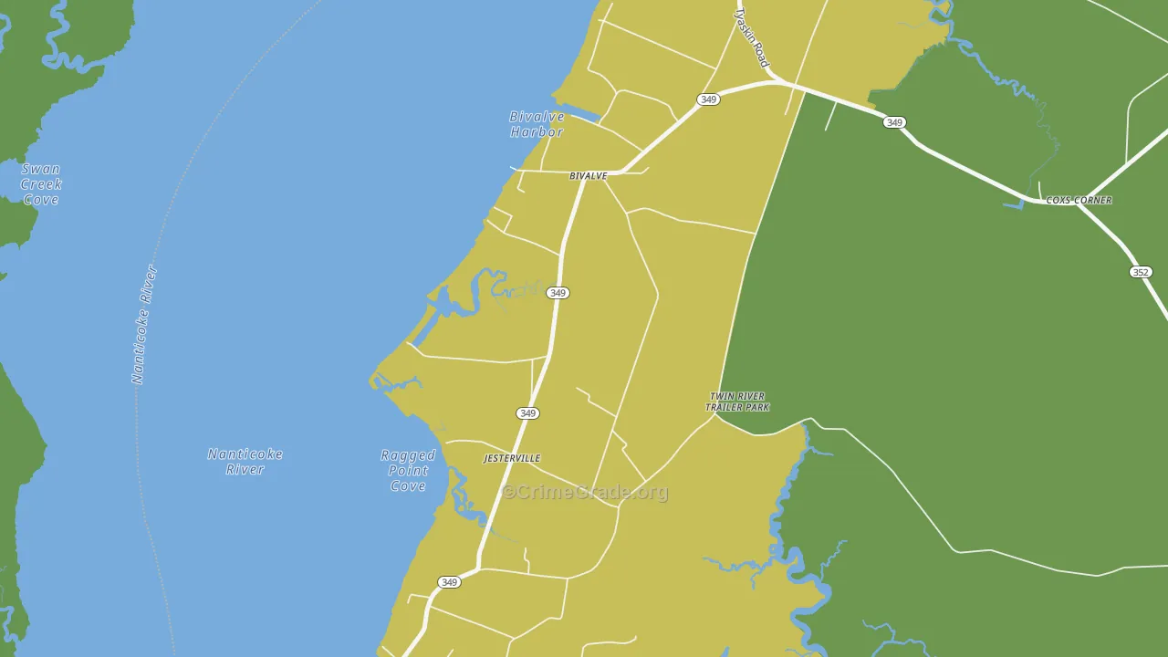 21814, MD Map of Vehicle Theft Rates