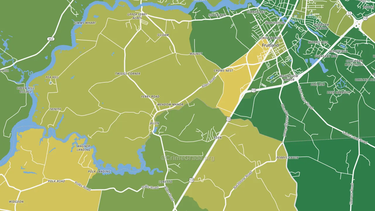 21822, MD Map of Vehicle Theft Rates