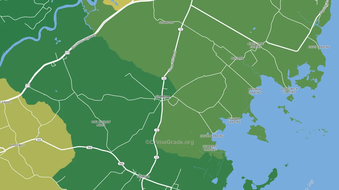 21829, MD Map of Vehicle Theft Rates