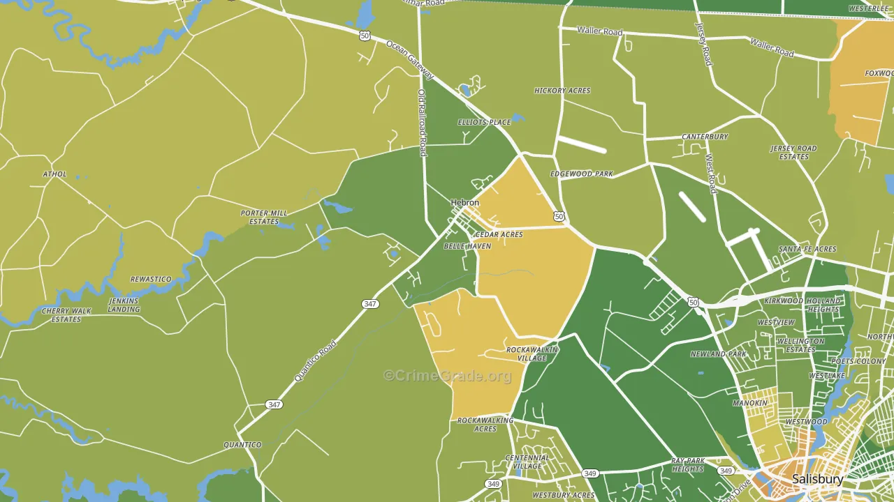 21830, MD Map of Vehicle Theft Rates