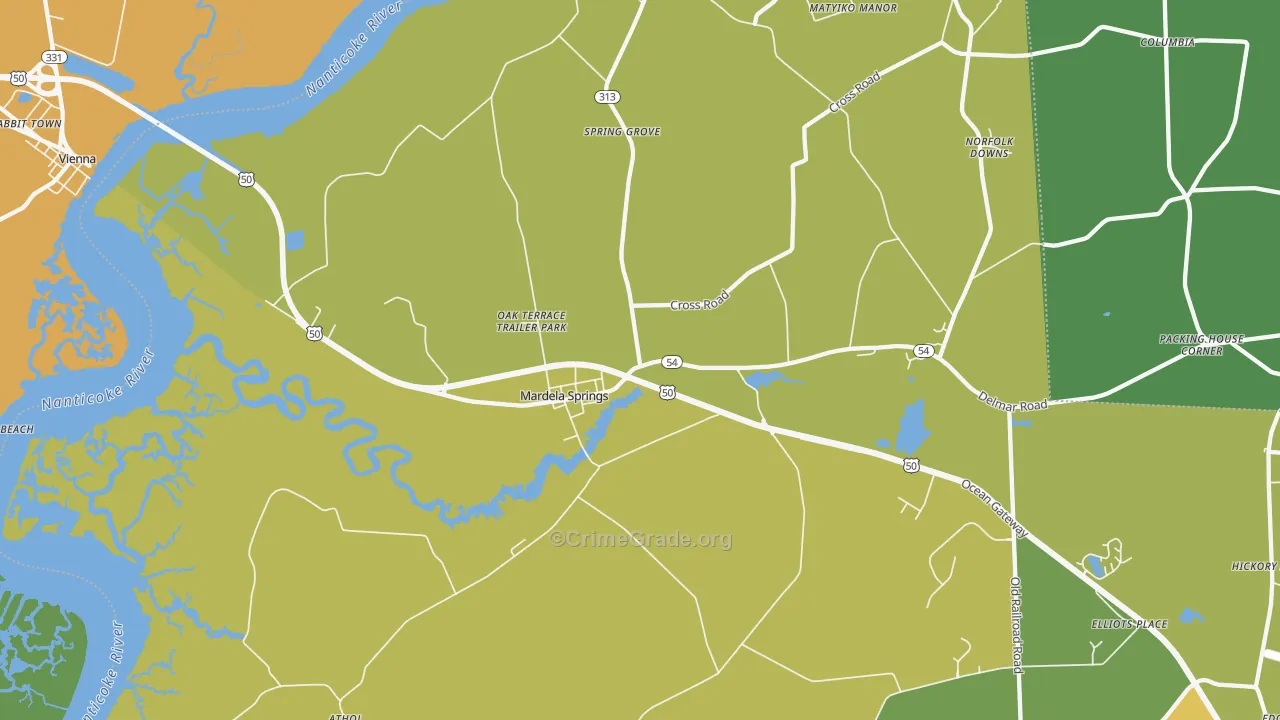 21837, MD Map of Vehicle Theft Rates