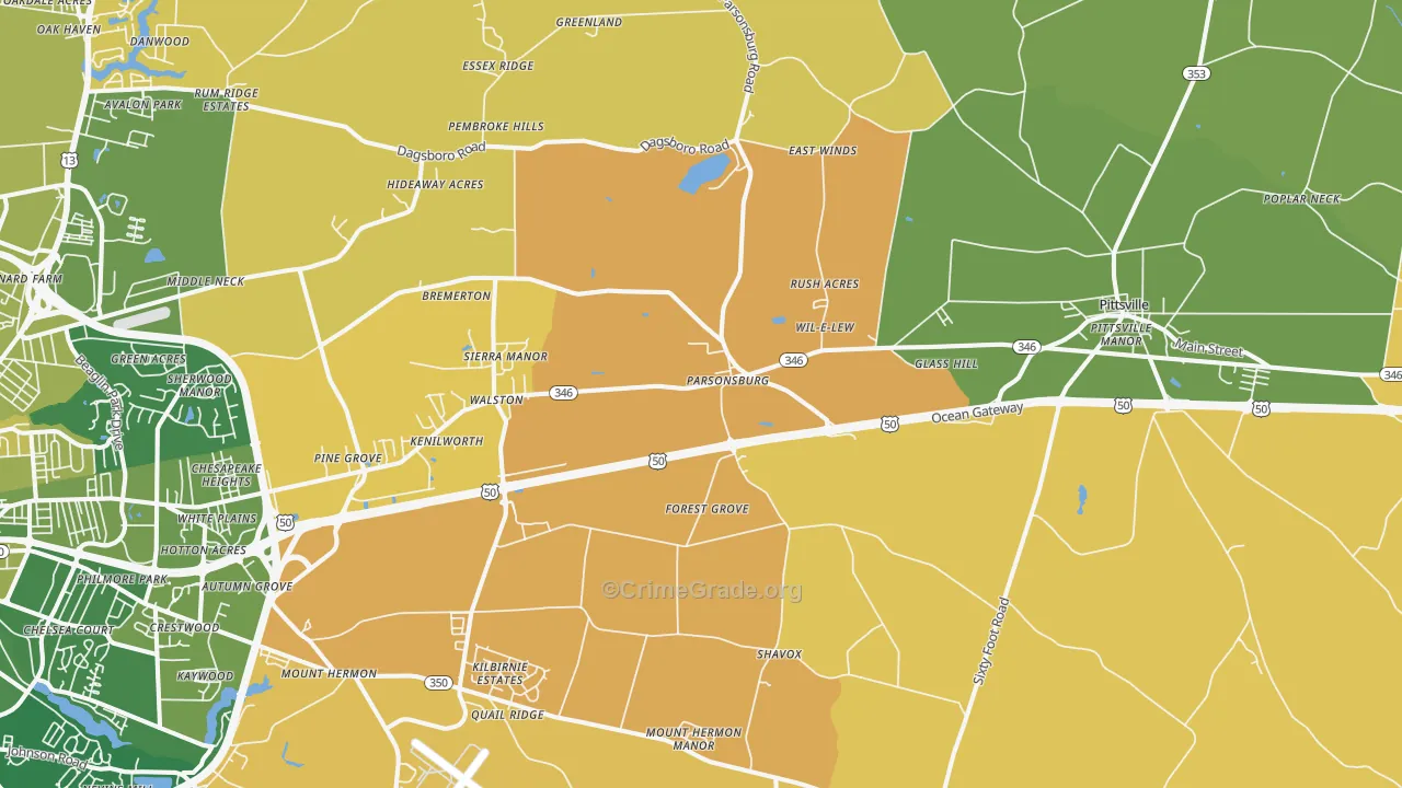 21849, MD Map of Vehicle Theft Rates