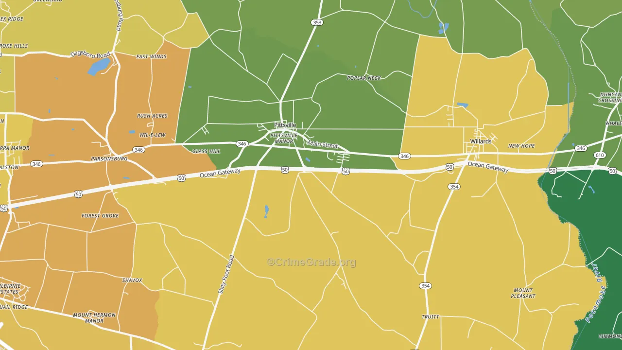 21850, MD Map of Vehicle Theft Rates