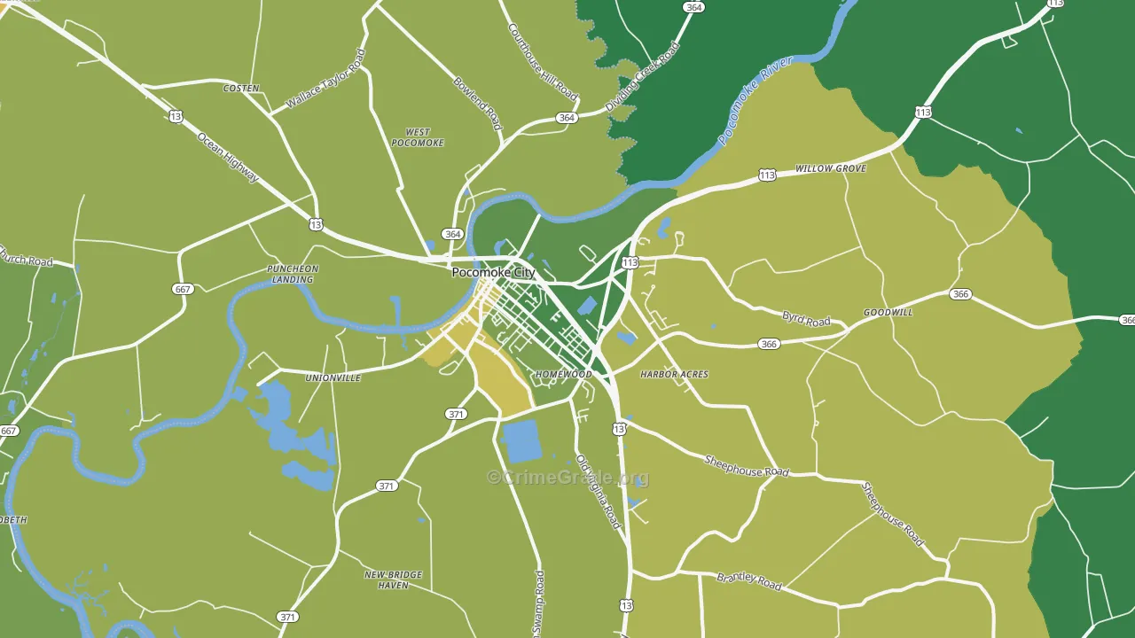 21851, MD Map of Vehicle Theft Rates