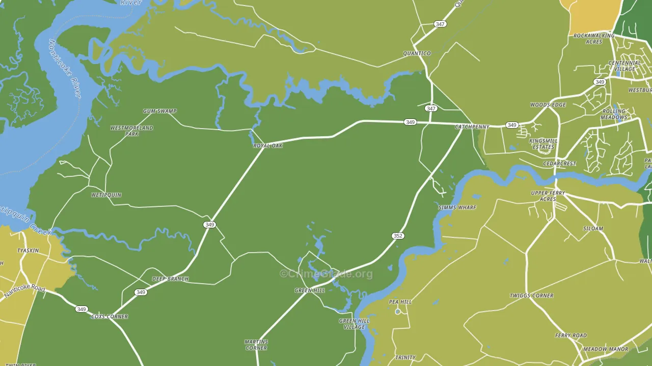 21856, MD Map of Vehicle Theft Rates