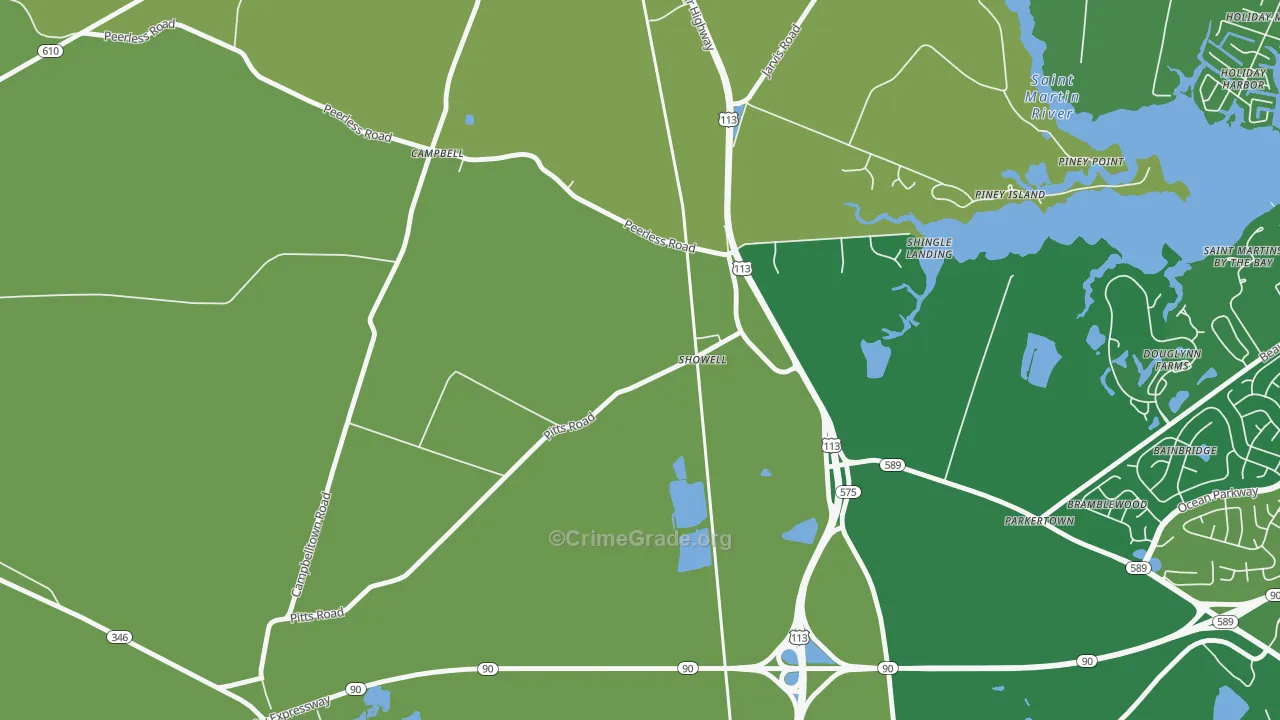 21862, MD Map of Vehicle Theft Rates