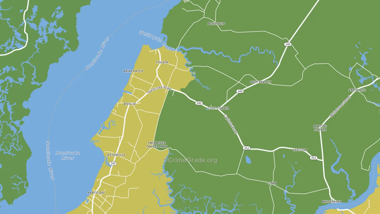 21865, MD Map of Vehicle Theft Rates