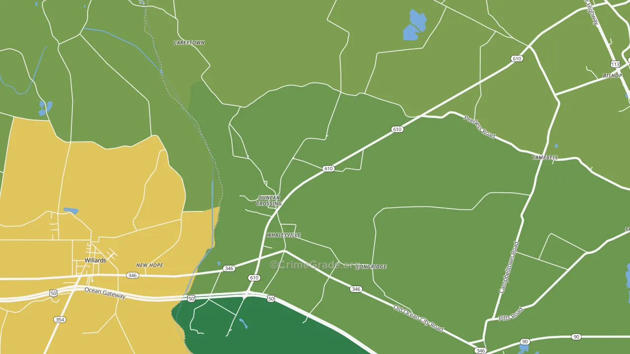 21872, MD Map of Vehicle Theft Rates