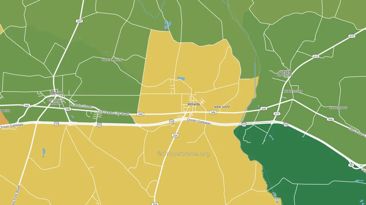 21874, MD Map of Vehicle Theft Rates