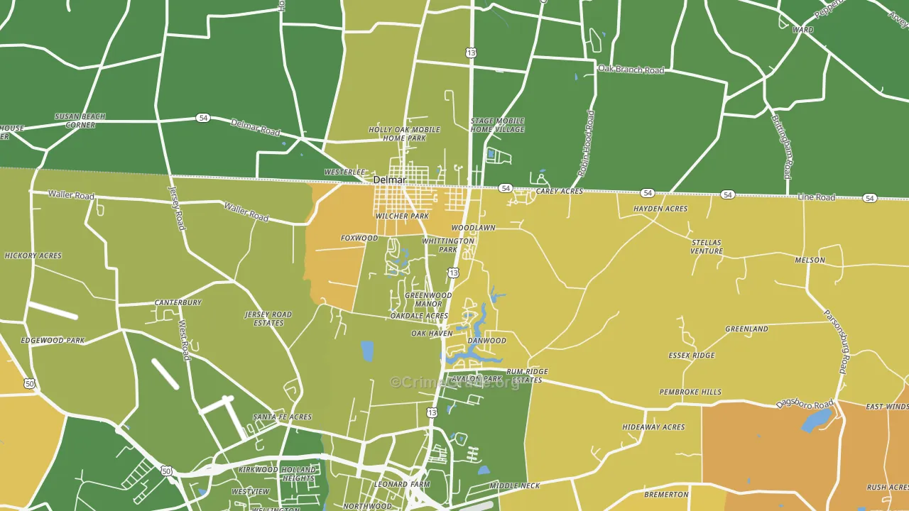 21875, MD Map of Vehicle Theft Rates