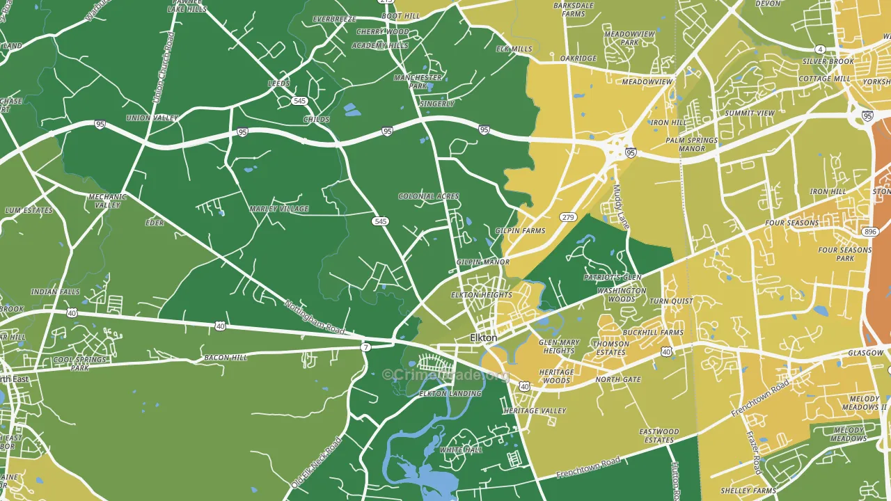 21921, MD Map of Vehicle Theft Rates