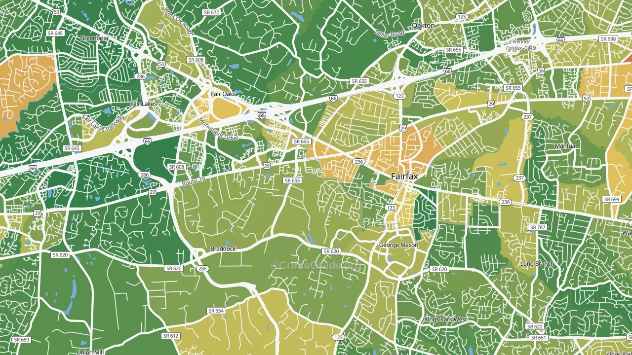 22030, VA Map of Vehicle Theft Rates