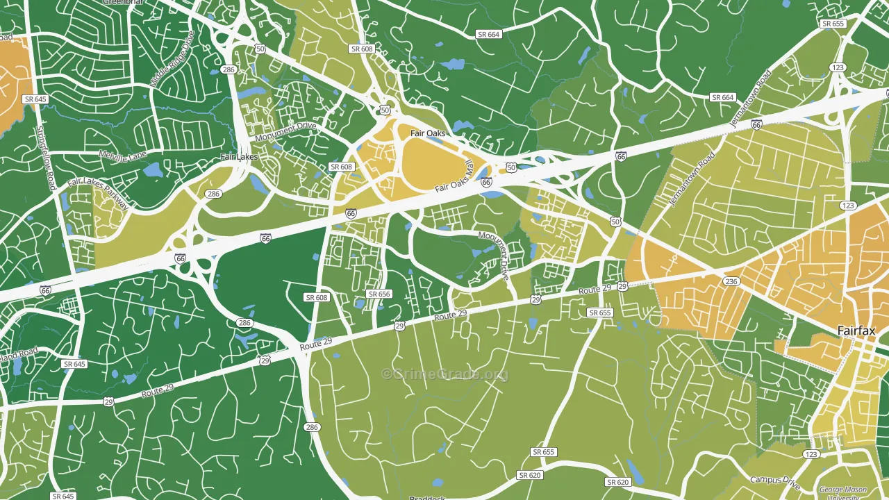 22035, VA Map of Vehicle Theft Rates