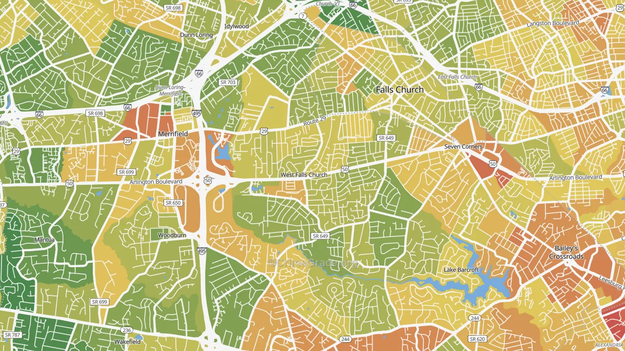 22042, VA Map of Vehicle Theft Rates