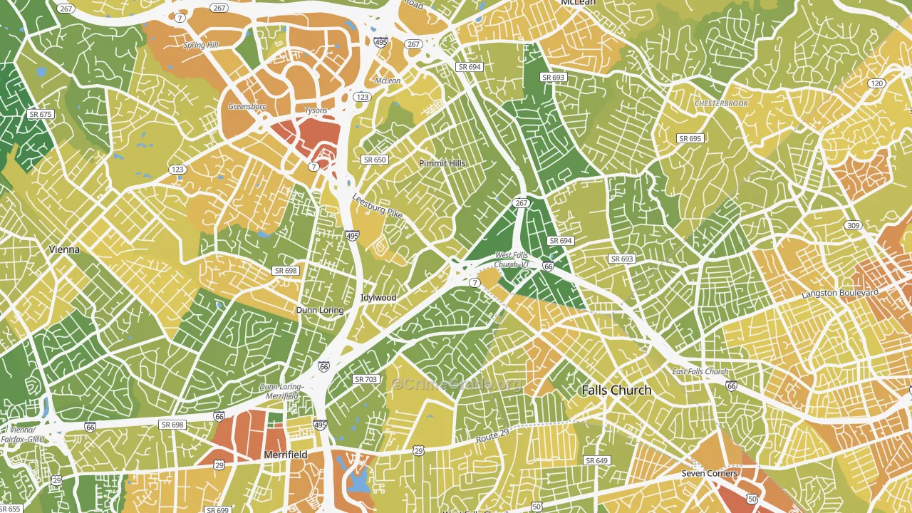 22043, VA Map of Vehicle Theft Rates