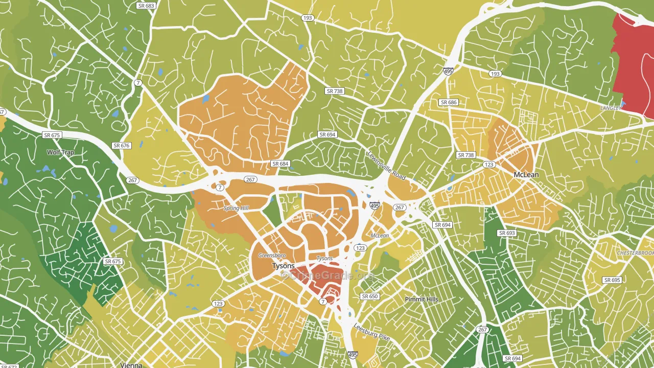 22102, VA Map of Vehicle Theft Rates