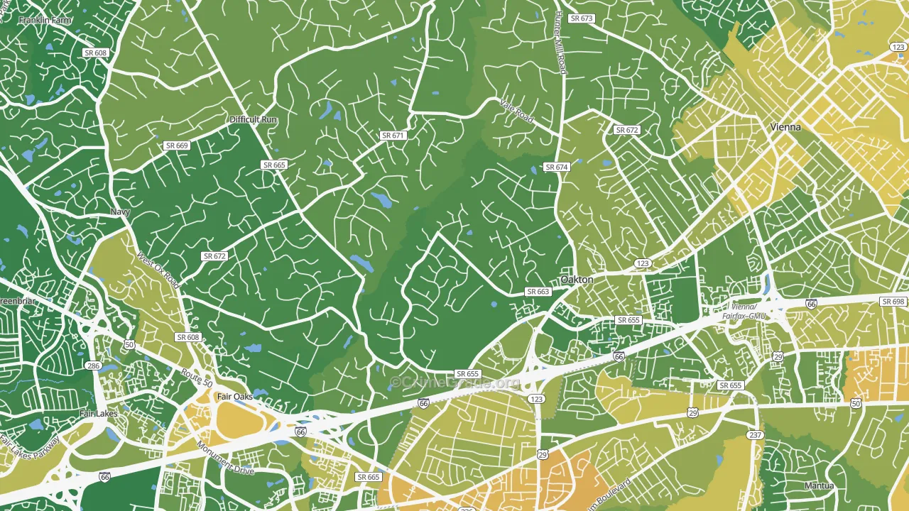 22124, VA Map of Vehicle Theft Rates