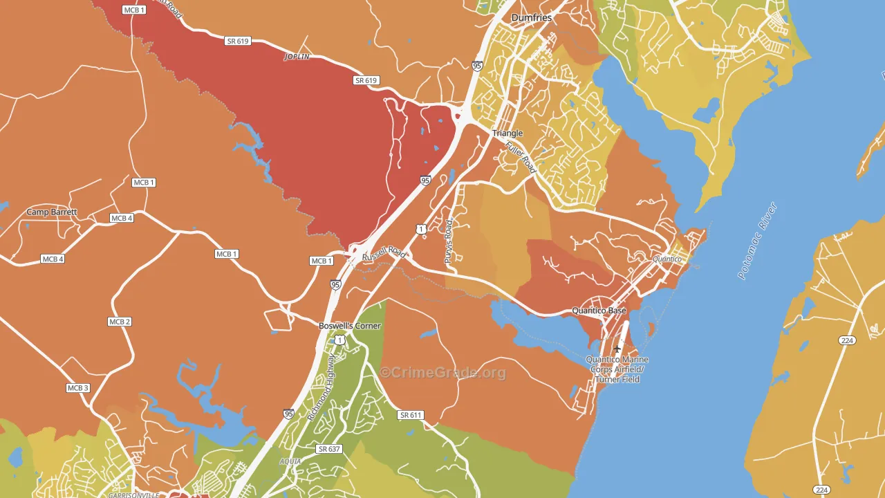 22134, VA Map of Vehicle Theft Rates