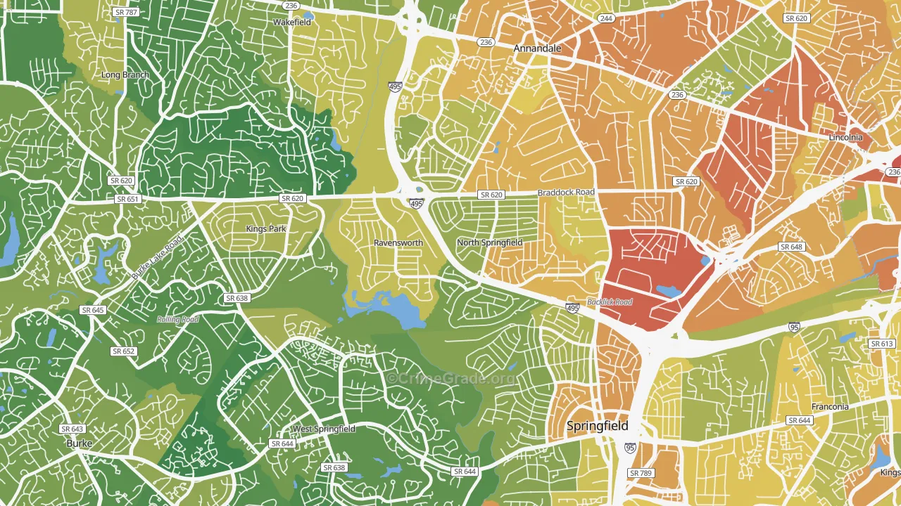 22151, VA Map of Vehicle Theft Rates