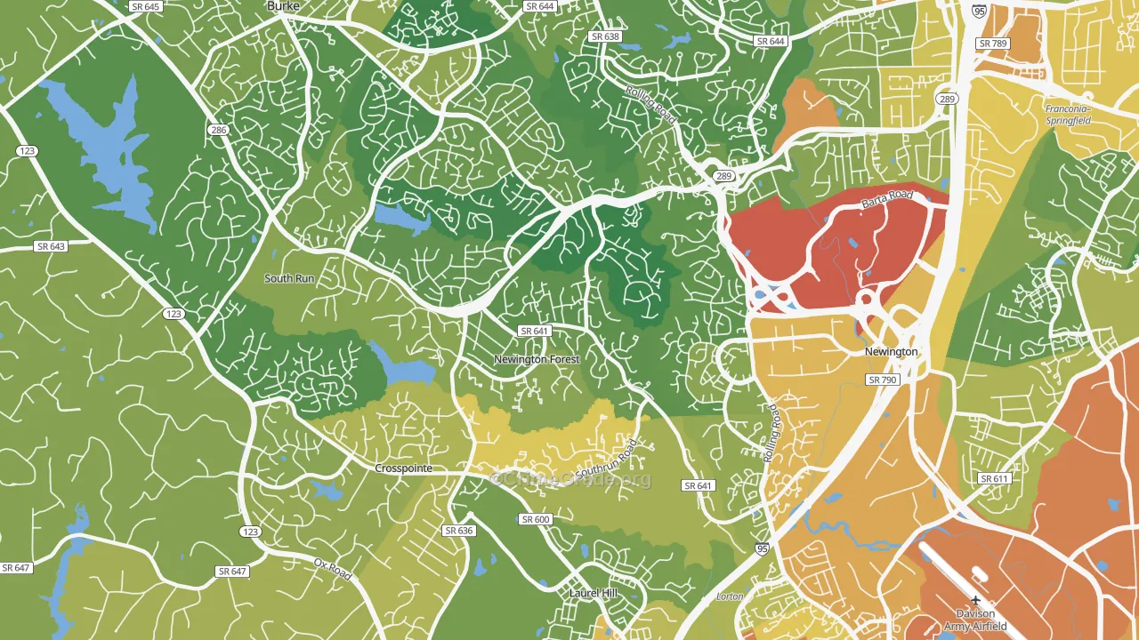 22153, VA Map of Vehicle Theft Rates
