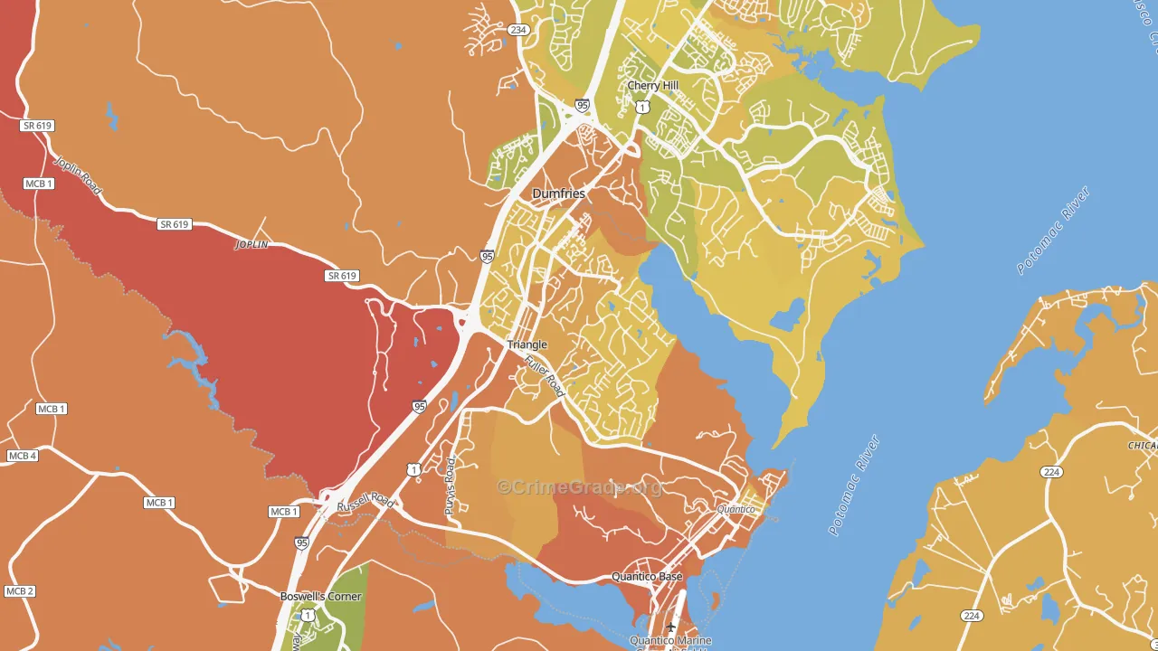 22172, VA Map of Vehicle Theft Rates
