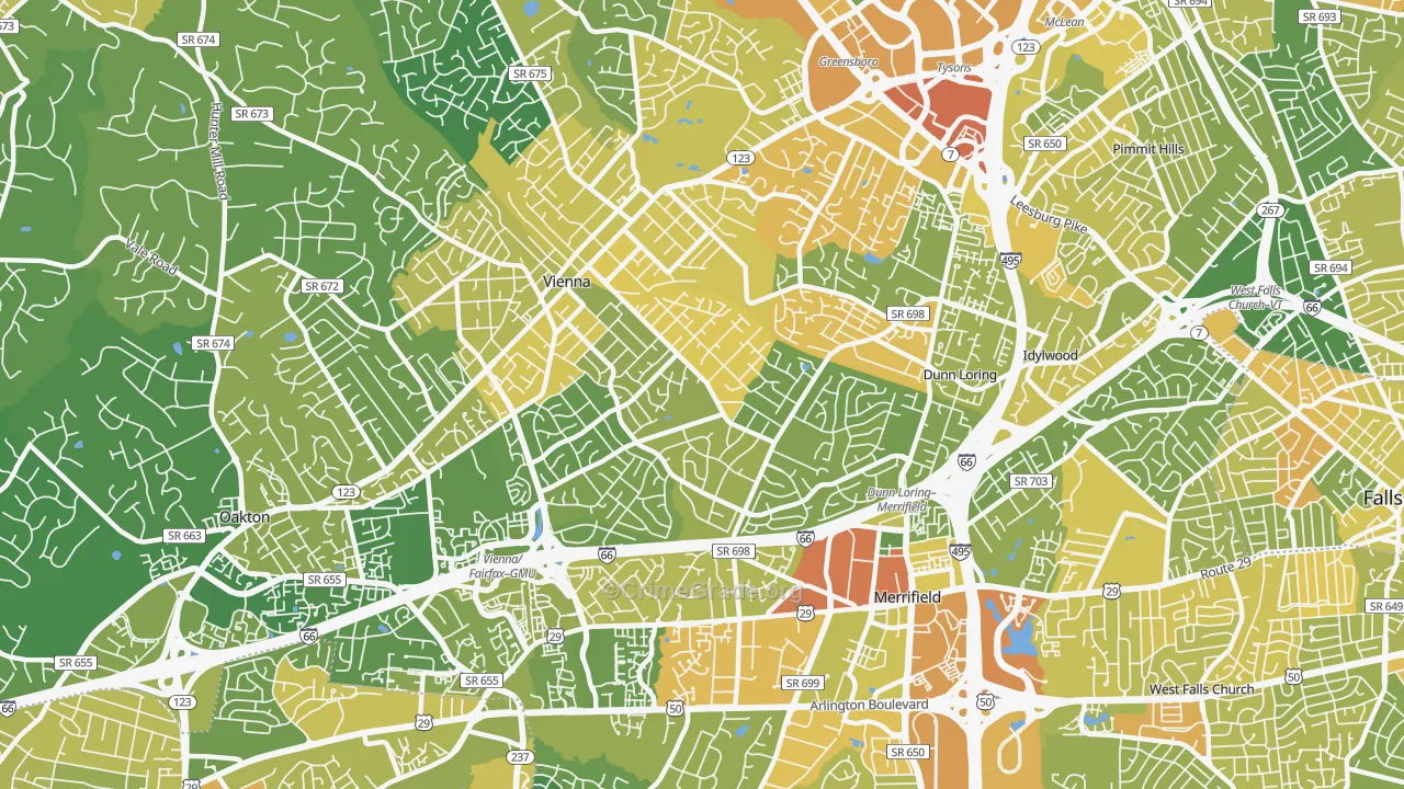 22180, VA Map of Vehicle Theft Rates